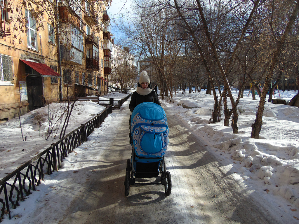 детская коляска, снег, лед, доступная среда, благоустройство, Нижний Тагил