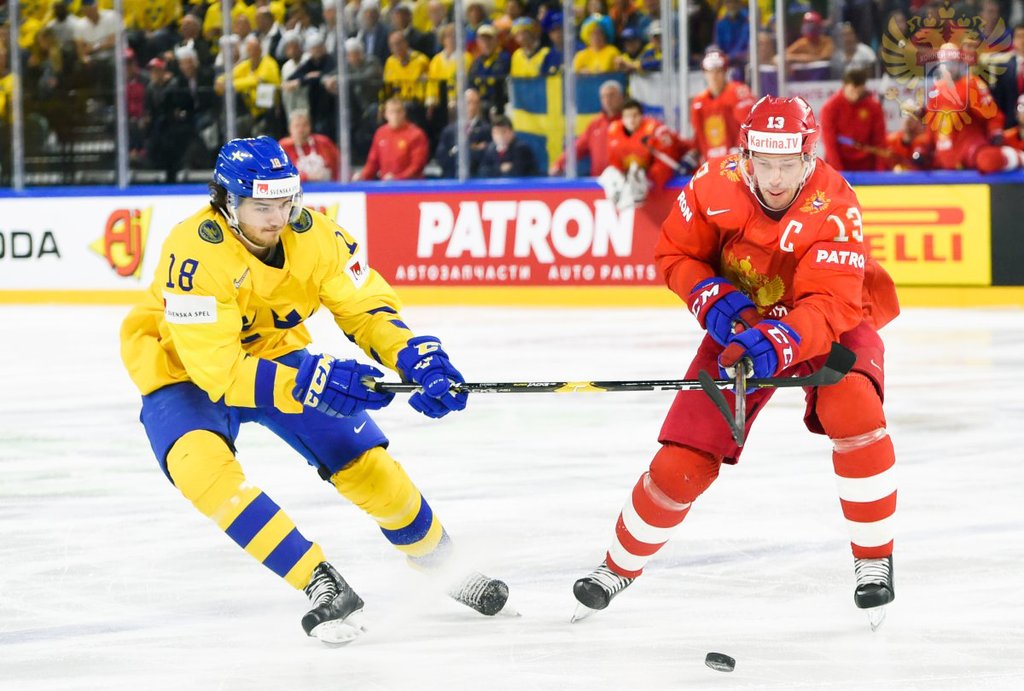 Матч со сборной Швеции стал для Павла Дацюка 90-м  за сборную России. Фото: пресс-служба ФХР