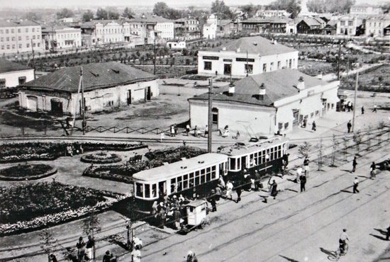 Конечная станция трамвая в центре Нижнего Тагила.  1938 год. Фото: transphoto.ru