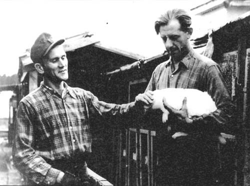 Военнопленные имели возможность улучшать свой рацион питания. Например, немец Вагнер Гейнец (на снимке – справа) занимался индивидуальным кролиководством. Фото из архива УФСБ по Свердловской области.