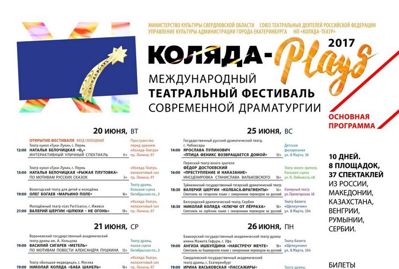 Фестиваль «Коляда-Plays» будет идти в течение 10 дней на восьми площадках города.