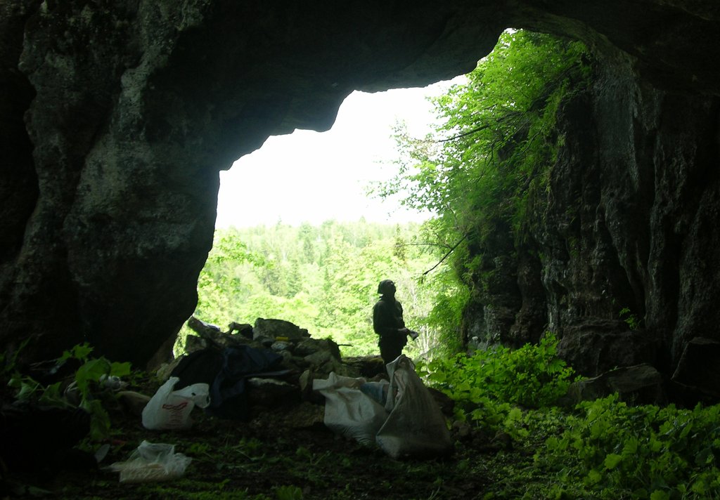 Это пещера на Южном Урале около города Аша. Здесь участники экспедиции нашли кости носорога Мерка и дикобраза. Фото Анатолия Улитко.