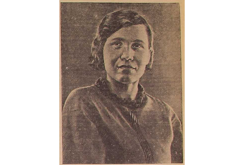 Единственная сохранившаяся фотография Ксении Уваровой. Снимок был опубликован  в газете «Уральский рабочий» в 1940 году