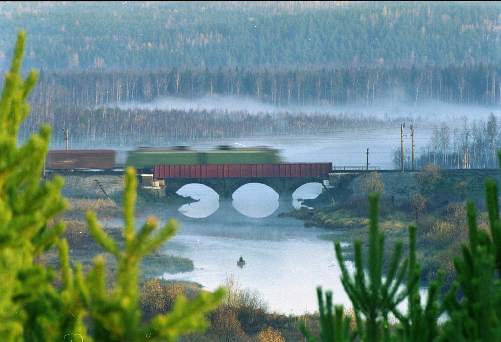 поезд на мосту