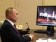 Президент России Владимир Путин принял участие во Всероссийском открытом уроке "Помнить - значит знать" в режиме видеоконференции. Фото: пресс-служба Кремля.