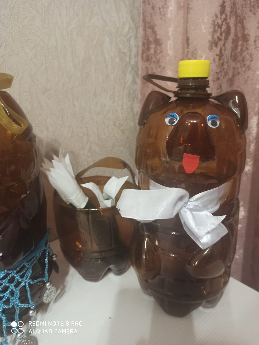 Медведь из пластиковой бутылки поделки