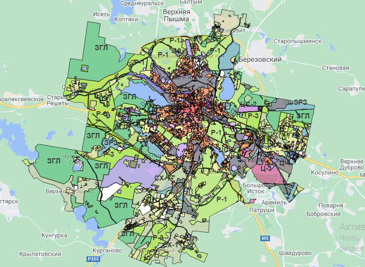 Карта застройки екатеринбурга