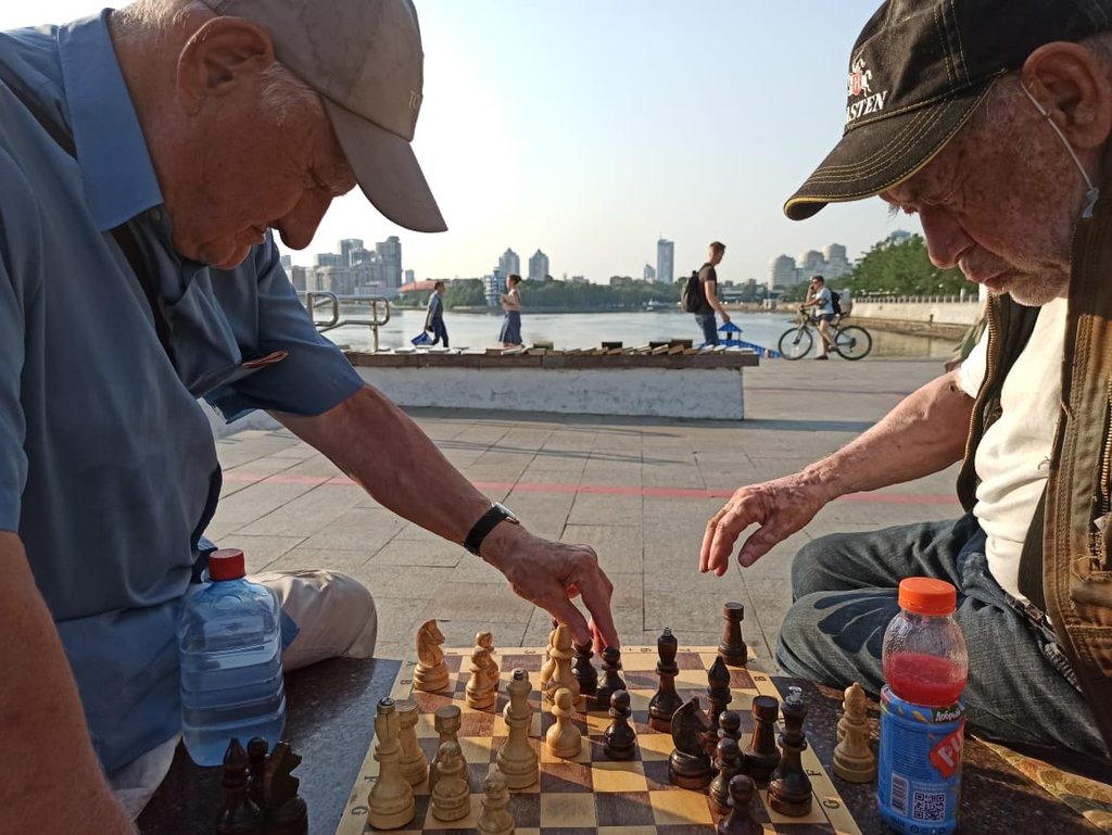 Шахматисты на Плотинке