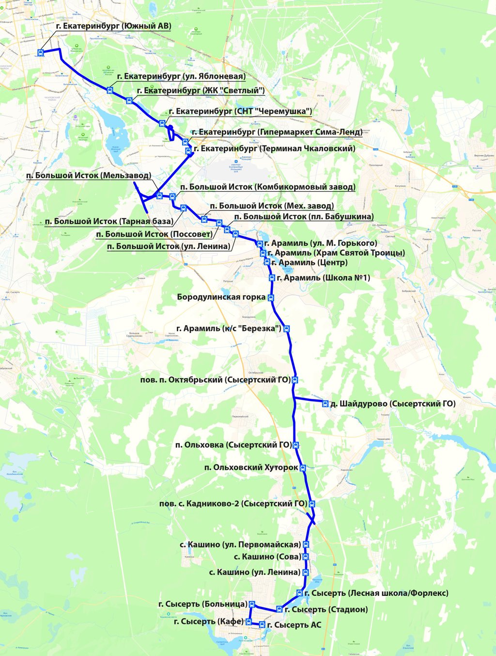 карта нового маршрута