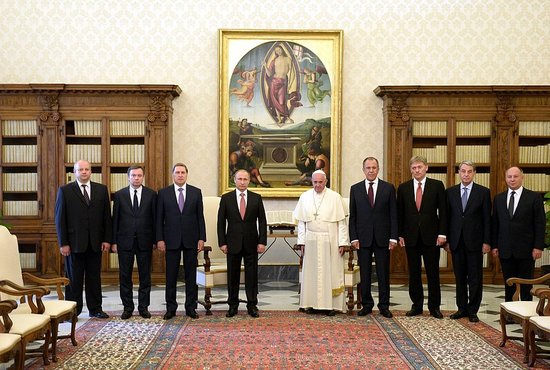 Встреча с Папой Римским Франциском в июне 2015 года. Фото: пресс-служба Кремля