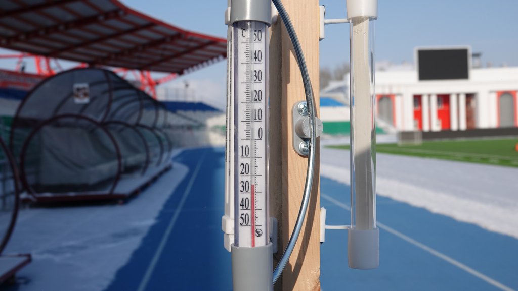 Температура воздуха на стадионе в Уфе 22 февраля. Фото: Пресс-служба "Уфы"