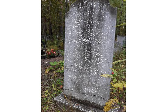 Бетонная плита памятника треснула после того, как её задели при чистке снега на кладбище. Фото: Из семейного архива Геннадия Андрюкова