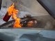 В результате пожара на площади трёх кв. м оказались повреждены моторный отсек и кузов Honda Accord и кузовы автомобилей Mercedes и Peugeot. Фото: Владимир Мартьянов