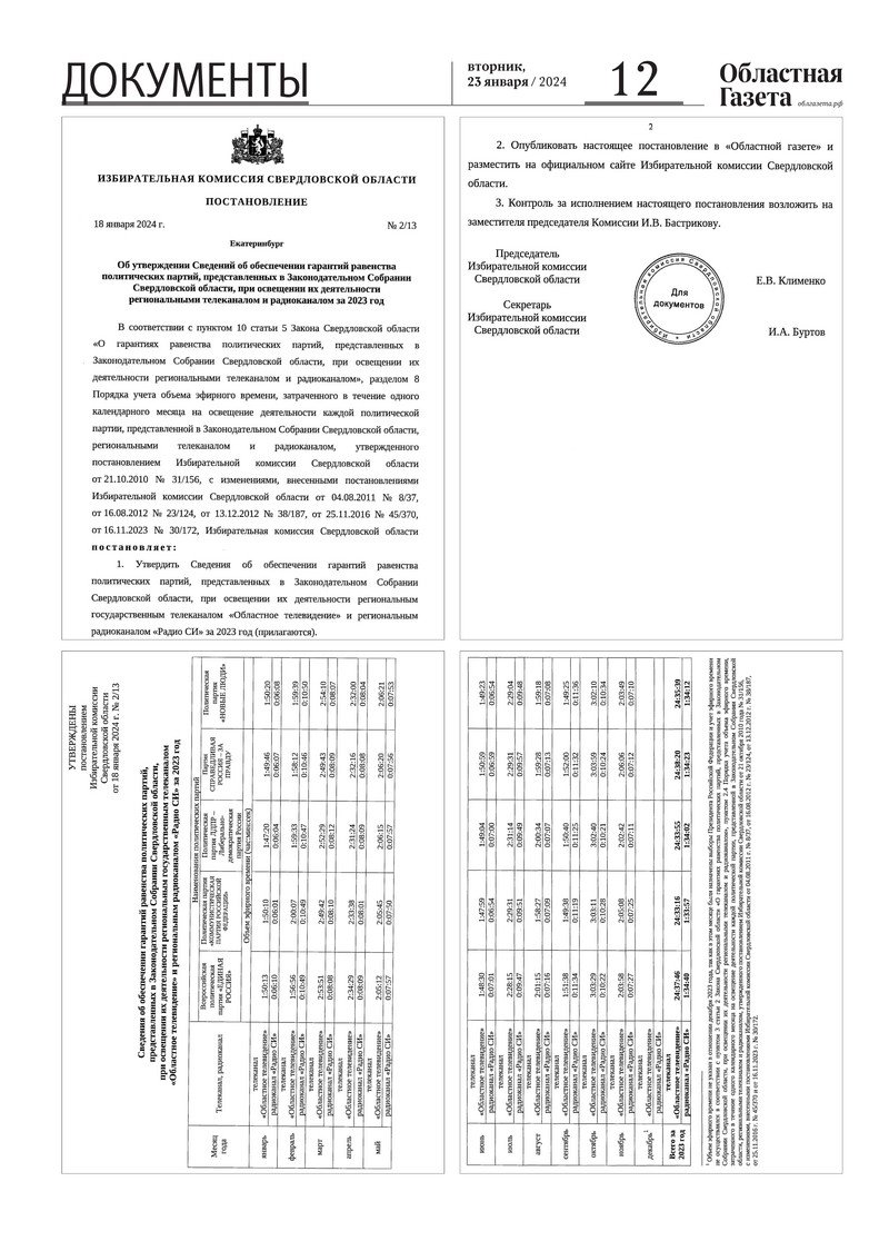 Областная газета» № 12 (9823) от 23 января 2024 года